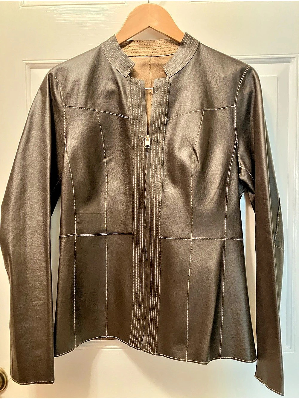 EUC Lightweight Brown Leather (possibly reversible) Jacket | Size Medium ish